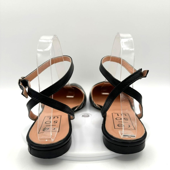 Re-Soul Silk Leather Ankle Wrap Flats Size 39 Black Modern Coastal Italy Retro - Picture 4 of 9